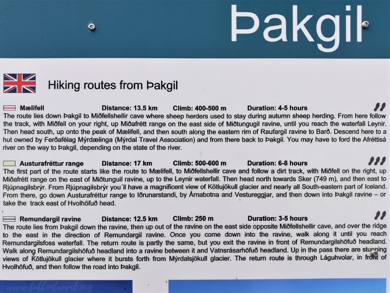 Thakgil hiking routes description