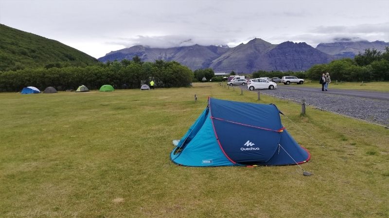 best campsites in Iceland - tent on campground in Skaftafell